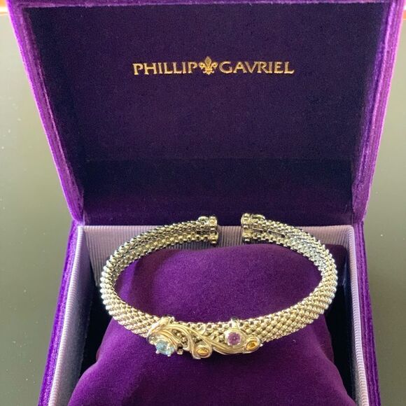 Brand new Phillip Gavriel BAROQUE CUFF WITH GEMSTONES & 18K GOLD - Picture 11 of 16